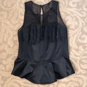 Guess- beautiful black satin and lace corset top. Size M